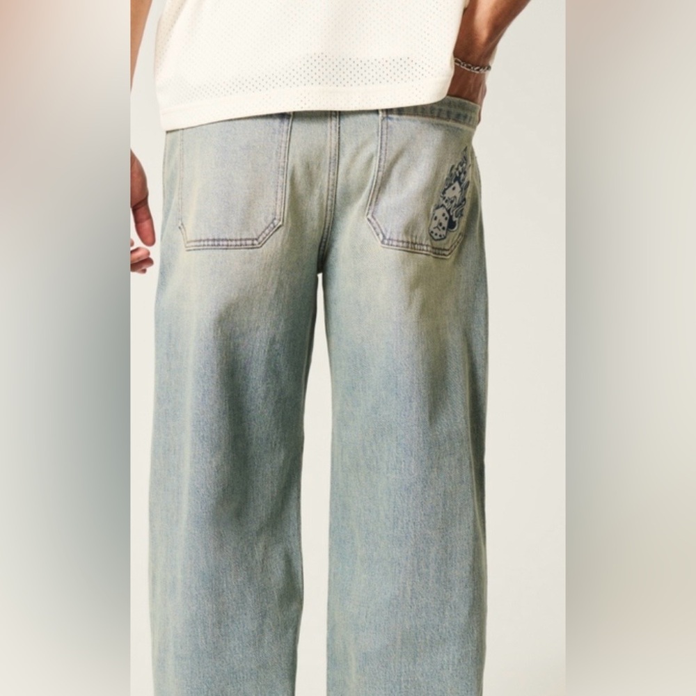 Hollister Men's Baggy Skater Jeans - Light Blue 28x32